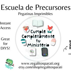 SPAANSE 2024 Pioneer School Gifts Stickers Tags Instant Download Escuela de Precursor Cumple Completamente tu Ministerio pegatinas
