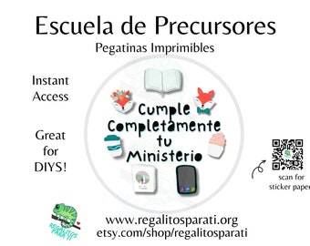 SPANISH 2024 Pioneer School Gifts Stickers Tags Instant Download Escuela de Precursor Cumple Completamente tu Ministerio pegatinas