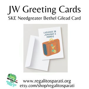 Equipaje en las manos de Jehová - Tarjetas de felicitación imprimibles JW - Pionero de aliento Needgreater Bethelite ldc Disaster Relief SKE Gilead CO