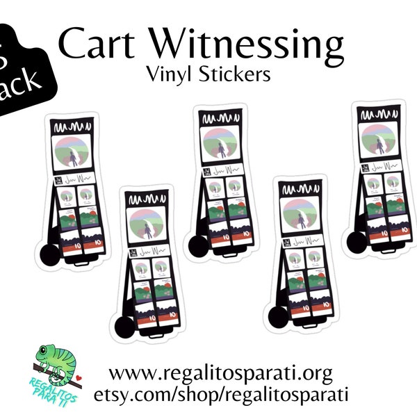 5 PACK - Pioneer School Gift-  Cart Witnessing Stickers Vinyl - Trolley Witnessing - SMPW - Baptism Gift - New Service Year - JW Art