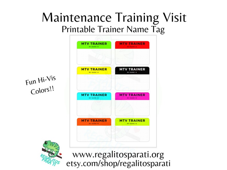 Maintenance Training Visit Printable Name Tags LDC Printable Stickers image 1