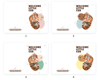 Baby Shower Printable Card 5x7 Illustrated Baby Tiger Cub  Baby Shower Card Boy Baby Shower Card Girl - Instant Download! JW Cards