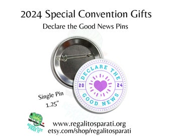 Declare the Good News Button Pins 2024 JW Special Regional Convention Gifts - Single Pin Button - Heart