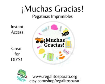 SPANISH Muchas Gracias Construction Worker Gift Sticker LDC JW Cupcake Topper ldc Printable Stickers ldc Download ldc pioneer elder gift