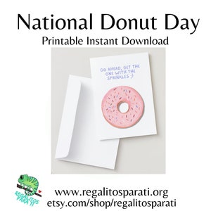 Joyeuse fête nationale du beignet à imprimer - porte-cartes cadeau beignet - cartes de voeux amusantes - collègue de bureau - cadeau de groupe Pioneer Gift Service