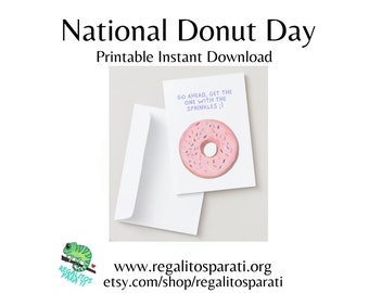 Happy National Donut Day Printable - Donut Gift Card Holder - Funny Greeting Cards -Office Party Coworker - Pioneer Gift Service Group Treat