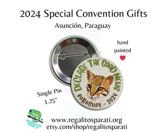 Asunción, Paraguay 2024 JW Special Convention Gifts - Single Pin Button -  Hand Painted Ocelot - Declare the Good News