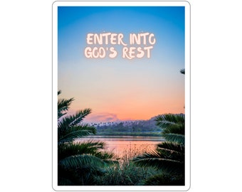 Enter into God's Rest Stickers - Sunset Palm Leaves - 2023/2024 Circuit Assembly of Jehovah's Witnesses - JW Stickers