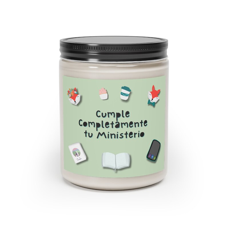 2023 Pioneer School Gifts Cumple Completamente tu Ministerio Spanish JW Escuela Precursores Regalo Scented Candle, 9oz image 2