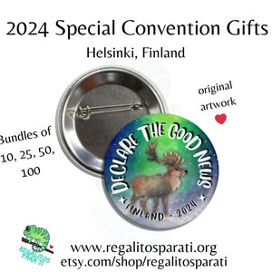 Helsinki Finland Declare the Good News JW Special Convention Gifts Pins Vinyl Stickers Magnets Bulk Discount Original Art Painted Reindeer image 2