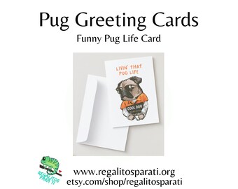 Pug Life - Funny Printable Greeting Cards - Just Because Pug Lovers Pug Mom Pug Dad Friend Card Blank Dog Greeting Cards Pet Sitter Walker