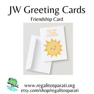You Are Sunshine JW Printable Greeting Cards Friendship Just Because Card Blank Happy Greeting Card image 1
