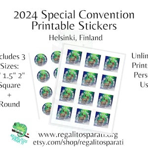 2024 Helsinki Finland JW Special Convention Gifts Original Artwork Painted Reindeer Printable Stickers Download Declare the Good News image 2