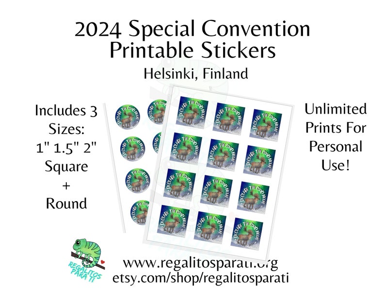 2024 Helsinki Finland JW Special Convention Gifts Original Artwork Painted Reindeer Printable Stickers Download Declare the Good News image 2