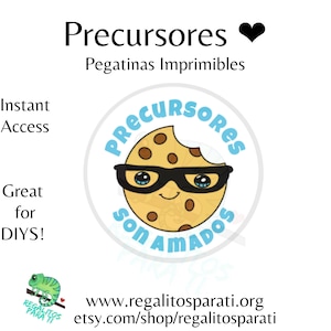 SPANISH Precursores Son Dulces y Amados Galletas Pioneer School Gift Stickers Clip Art Cartoon Chocolate Chip Cookie Suga Instant Download
