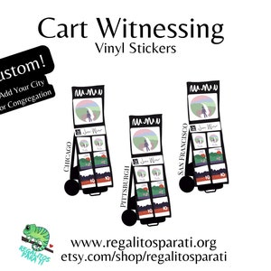 CUSTOM Add your City! Cart Witnessing Stickers Vinyl - Trolley Witnessing - Pioneer Gifts - SMPW - Baptism Gift - New Service Year - JW Art