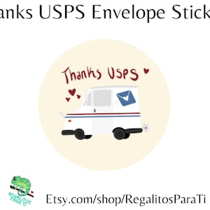 Gracias USPS pegatinas Cartoon Mail Truck Happy Mail Gracias Trabajadores Esenciales Descarga instantánea