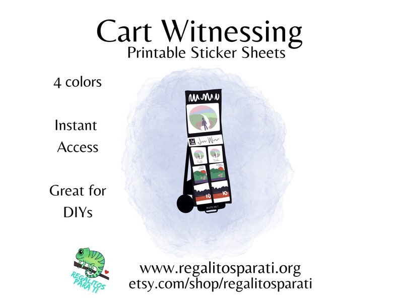 Cart Witnessing Printable Sticker Sheets JW Clip Art Pioneer Gifts SMPW Gift Tags Instant Download image 3