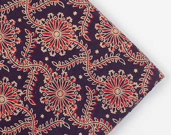 ajrakh cotton dress material ajrakh print cotton fabric women dress fabric Block printed ,Jaipuri Print  Fabric By Yard, red blue Ajrakh print cotton traditional fabric
