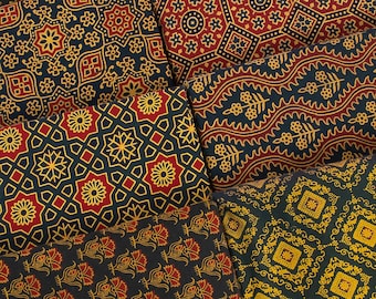 Ajrakh Hand Block Print,Red ajrakh fabric, cotton fabric by yard, Natural dye fabric,India fabric,Traditional ajrakh batik motif AJR#01