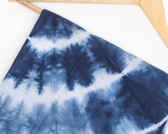 Indigo Blue Tie Dye Fabric Navy Blue Cotton Handmade Semi Sheer Breathable Shibori Fabrics Beach Party Fabrics By Yards