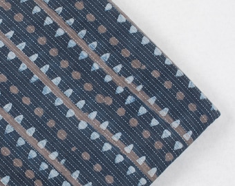Vintage Kantha Indian Block Printed Fabric Indigo Blue Natural Dye Cotton Dabu Print Mud Clothes Resist Print Fabric By The Yard HBF#0055