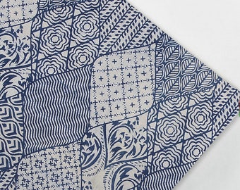 Cotton By The Yard Fabric Leaf Print Indigo Fabric Blue Hand Block Printed Soft Fabric Natural Vegetable Dye Baby Cloth Fabric KDF#513