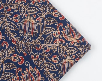 Blue Red ajrakh print cotton fabric by yard Vegetable Dyed womens clothing Indian Fabric girls dress cotton sewing material
