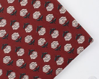 Bagru Print Fabric By The Meter Quilting, Crafts, Sewing Small Flowers Floral Print Cotton Fabric, Indian Hand Block Printed Fabric By Yard