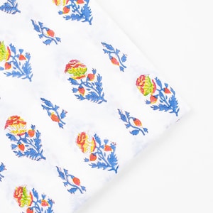 Indian Block Print cotton voile fabric,hand stamp fabric, soft voile textile fabric , by the yard cotton floral print running fabric