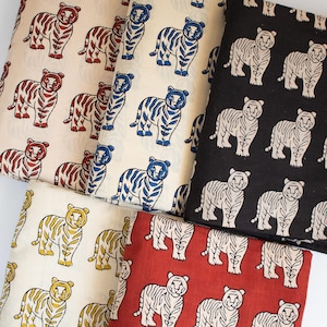 Tiger Animal Print Indian Cotton Hand Block Print Textile Fabric Curtain Pillow Cover Fabric Hand Dyed Fabric For Dressmaking BP#423 image 1