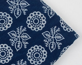 Indigo-Stoff Kimono-Shirt-Stoff Blau gefärbter Gemüse-Stoff Bio-Baumwollstoff Handbedruckter Stoff IBF # 392