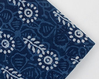 Indian Block Print Indigo Summer Printed Natural Vegetable Dye Sewing Fabric Hand Printed Dabu Print Mud Resist Fabric Sewing Fabric IBF#807