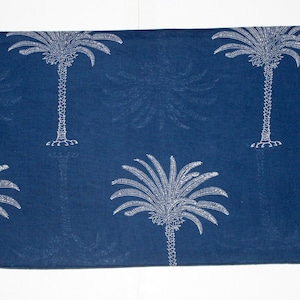 Indischer Baumwoll Voile Stoff Blaudruck 100% Baumwolle, Handblock Palmen Muster Sommer Schal und Kleiderstoff IBF#063