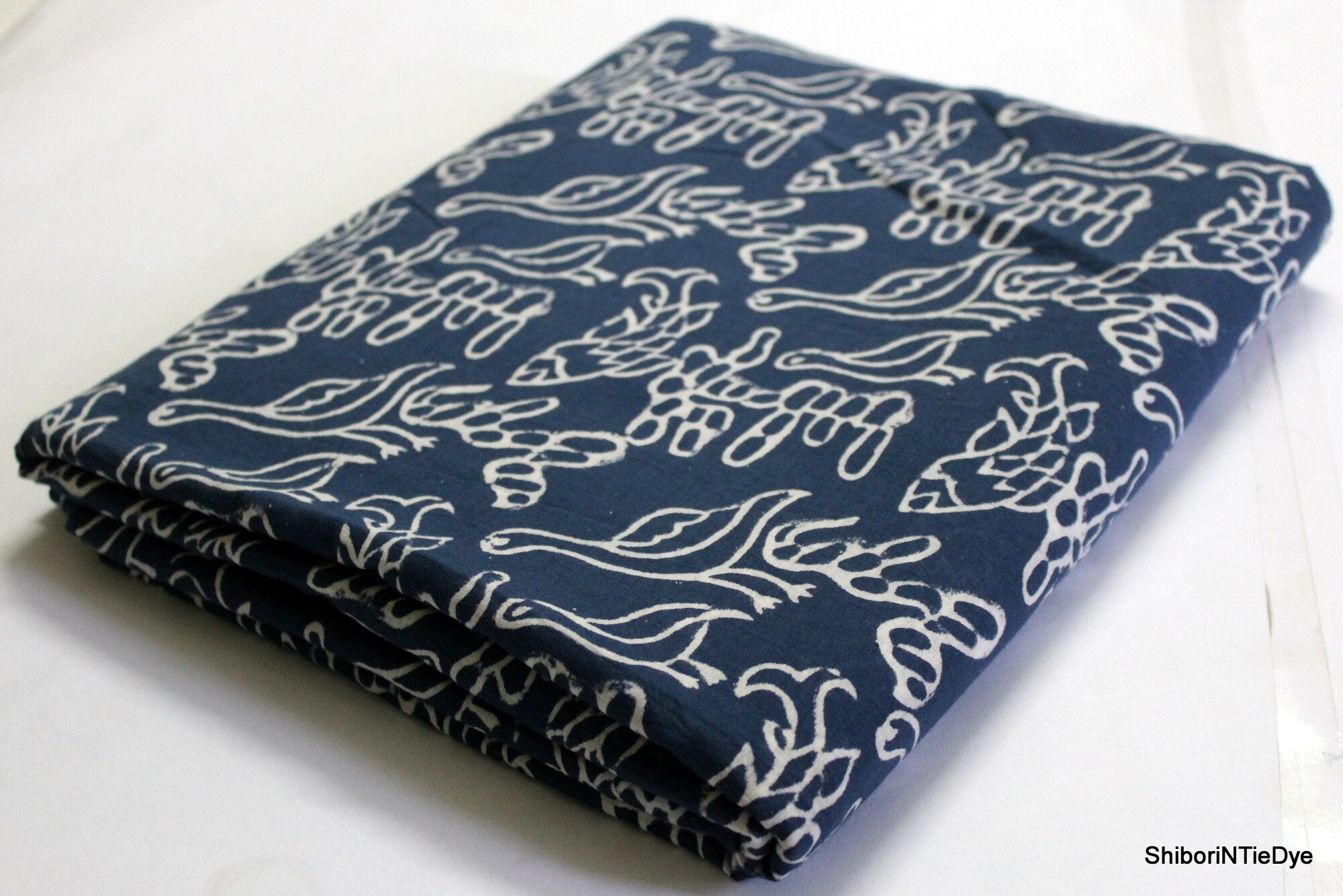 Duck Cotton Print Fabric Indigo Blue Cotton Fabric Hand - Etsy