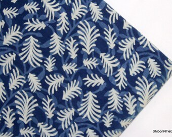 Indigo Print Fabric Block Printed Fabric Blue Cotton Indigo Pure Cotton Fabric Natural Dyed Cloth Dress Indian Fabric By The Yard IBF#095