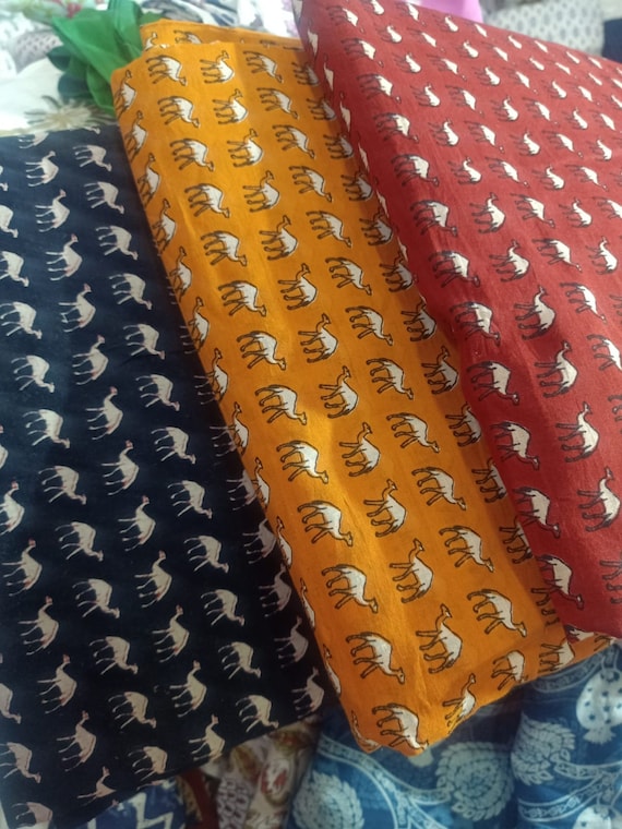 Camel Cotton Fabric by the Yard India Block Print Fabrics Etsy