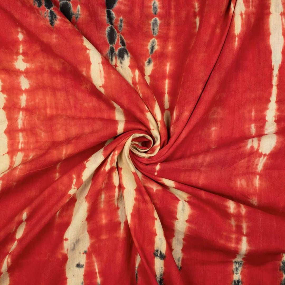 Red Tie Dye Fabric Shibori Dress Fabric Cotton Fabric, Soft Beautiful