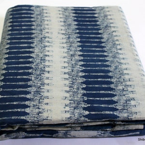 Indigo Cotton Fabric, Dabu Block Print Fabric by the Yard, Blue Hand Printed Dress Fabric IBF#013 image 4