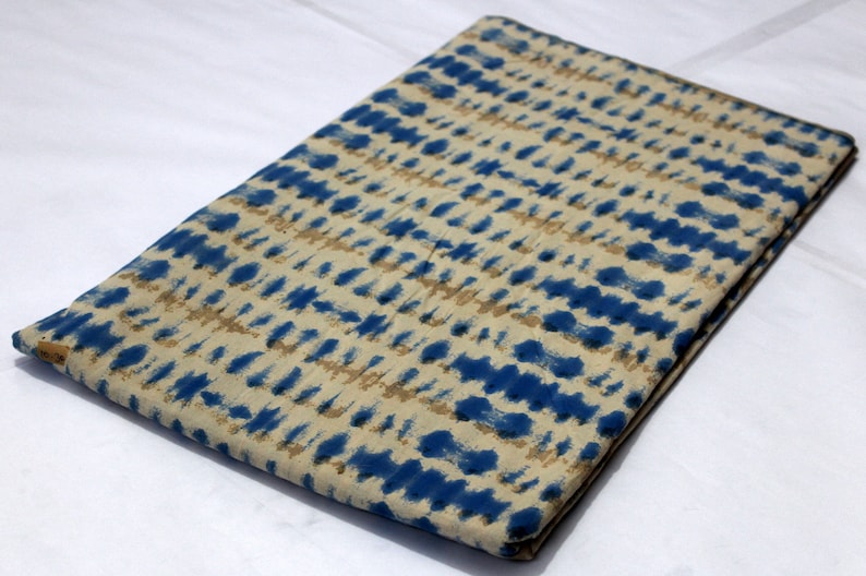 Indian Dyed Fabric Leaf print Indigo Blue Cotton Fabric, Floral Printed Fabric, Dabu Mud Resist Fabric By The Yard