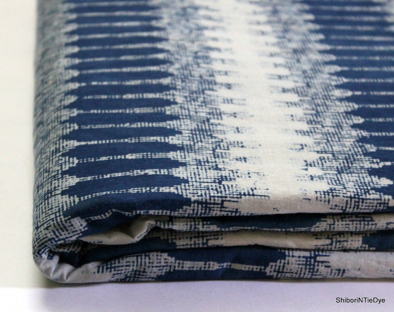 Indigo Cotton Fabric, Dabu Block Print Fabric by the Yard, Blue Hand Printed Dress Fabric IBF#013 image 5