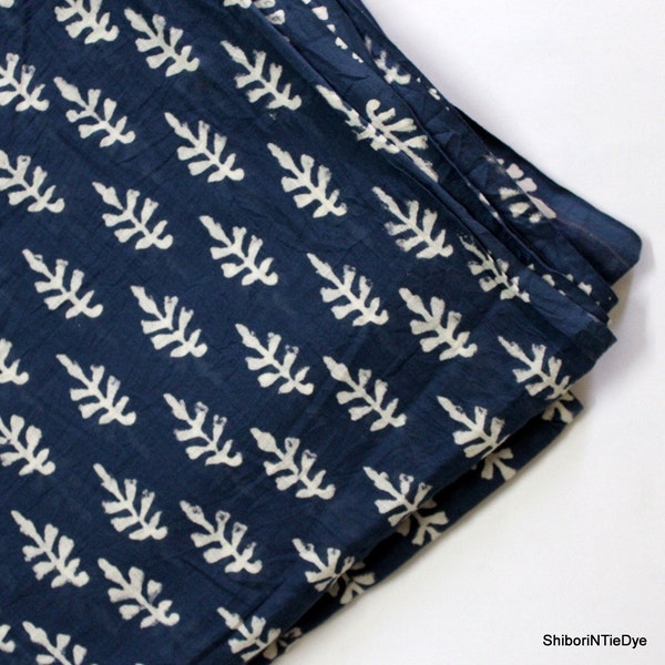 Block Print Fabric Cotton Fabric by the yard Dressmaking Fabric Indian Light weight Natural Dyed Fabric Leaf Print Dress Fabric IBF#016