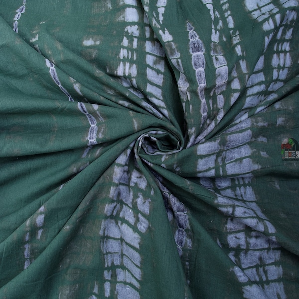 green tie dye cotton natural vegetable fabric handmade kimono women dressmaking summer party wear fabric by yard