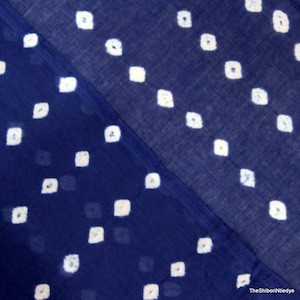 Indian Pure Cotton fabric Bandhani blue Fabric Soft Voile Dress materials Fabric Sewing, dress, batik  Fabric by the yards WF#05