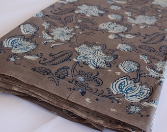 India Kashish Print Baumwollstoff Beige Tan Handgefärbte Blockprint Fabrics Natural Color Dabu Reine Baumwolle Indischer Stoff Meterware KDF#010