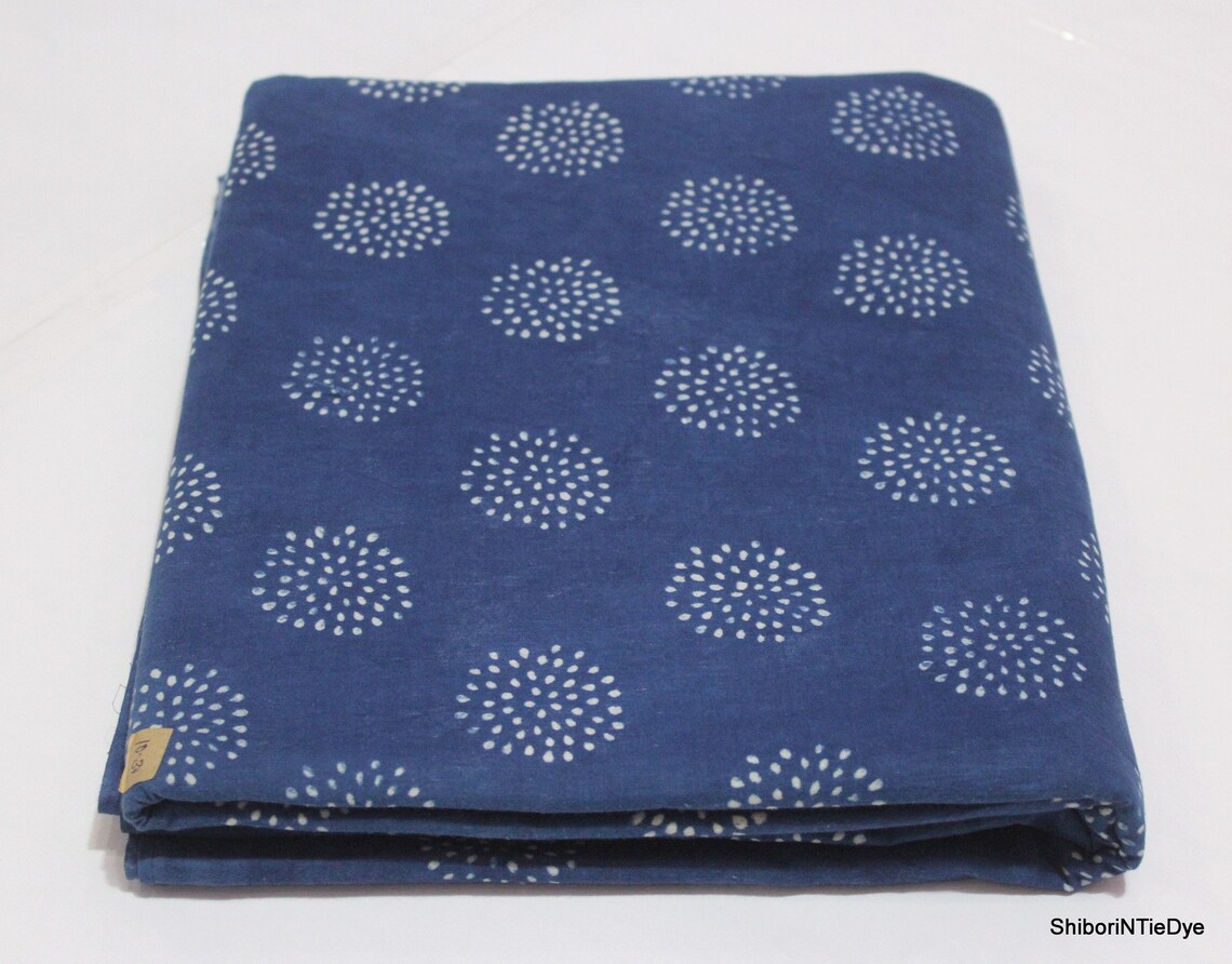 Hand Block Printed Voile Fabric Royal Indigo Blue Light Etsy