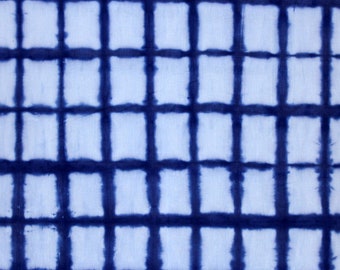 Blue Shibhori Tie Dye Print Cotton Summer Women Dressmaking Fabric For Sewing, Bedding, Curtains, Vegetable Dye Fabric TIE#033
