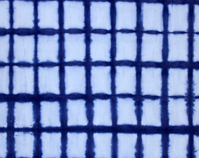 Blue Shibori Tie Dye Hand Dyed Cotton Soft Lightweight Fabric Indian Craft Summer Dressmaking By The Yard TIE#245