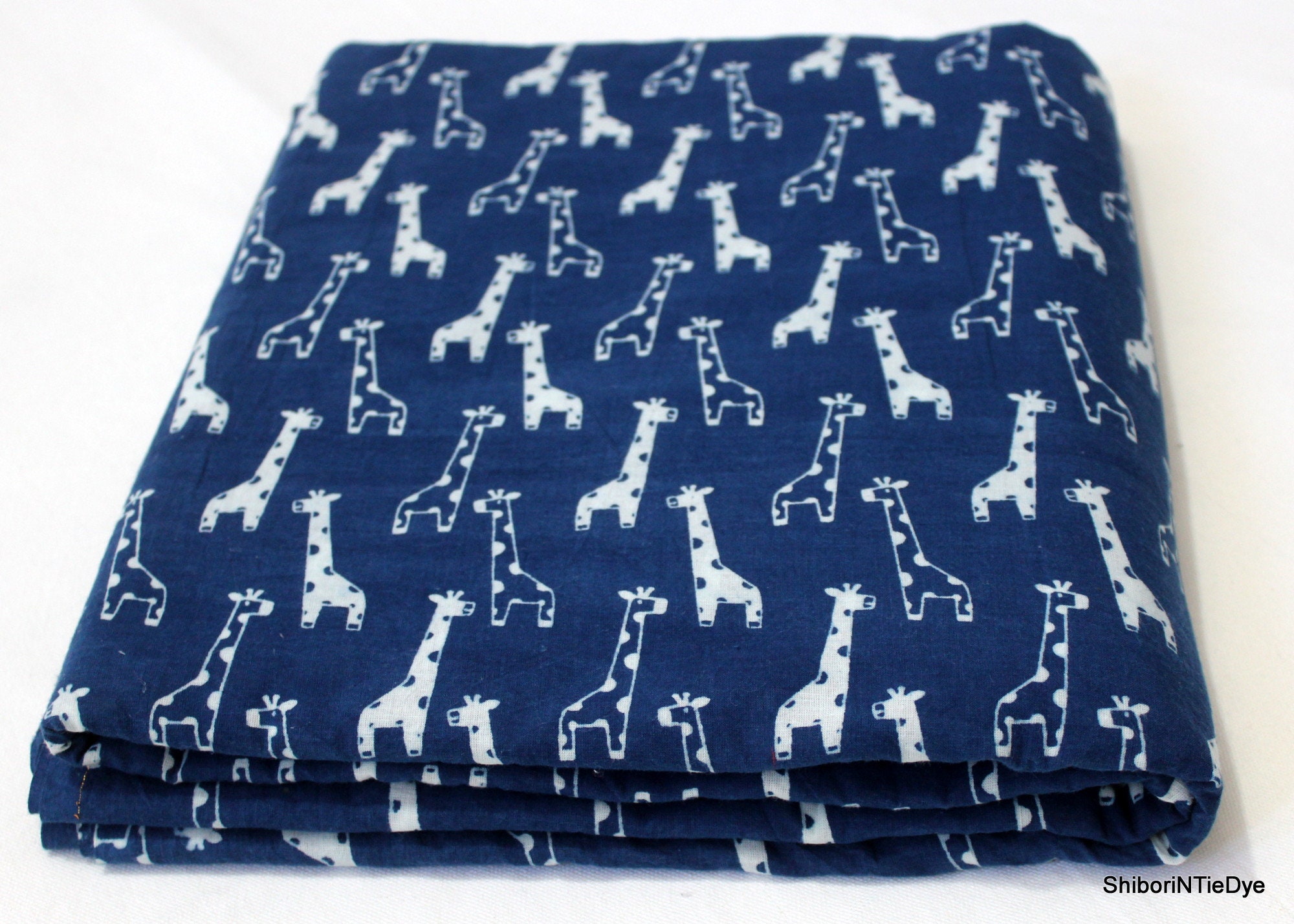 Giraffe Animal Print Cotton Fabric Indigo Blue Hand Block | Etsy