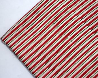Red Green Striped Fabric Cotton Fabric Stripe Clothes Soft Fabric, 100% Cotton lightweight Summer Dressmake Fabric By the Yard HBF#061